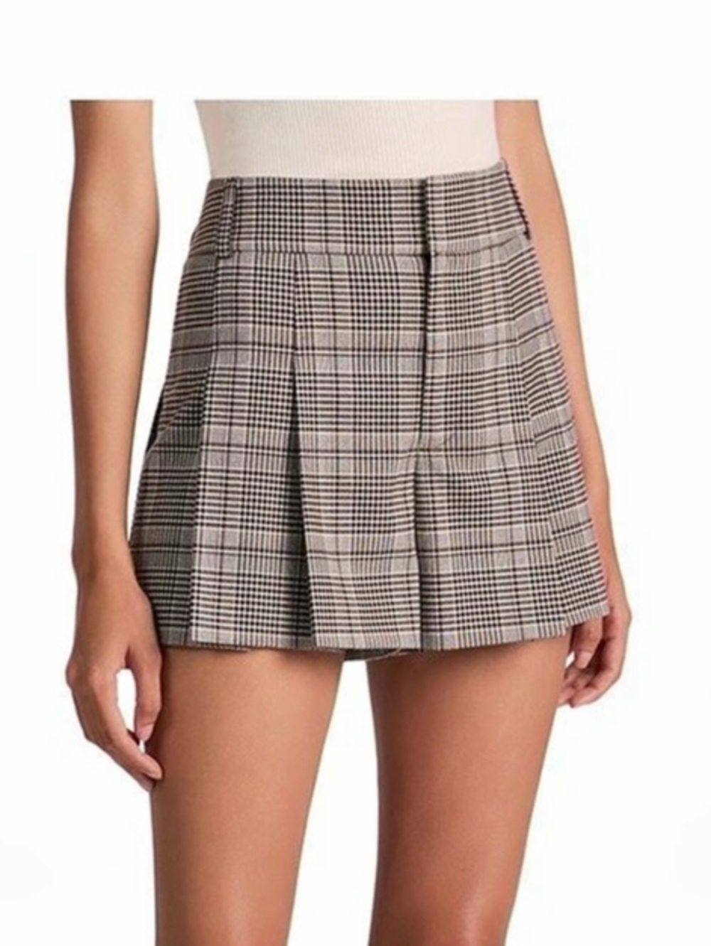 Alice and olivia Plaid Shorts in Brown & White